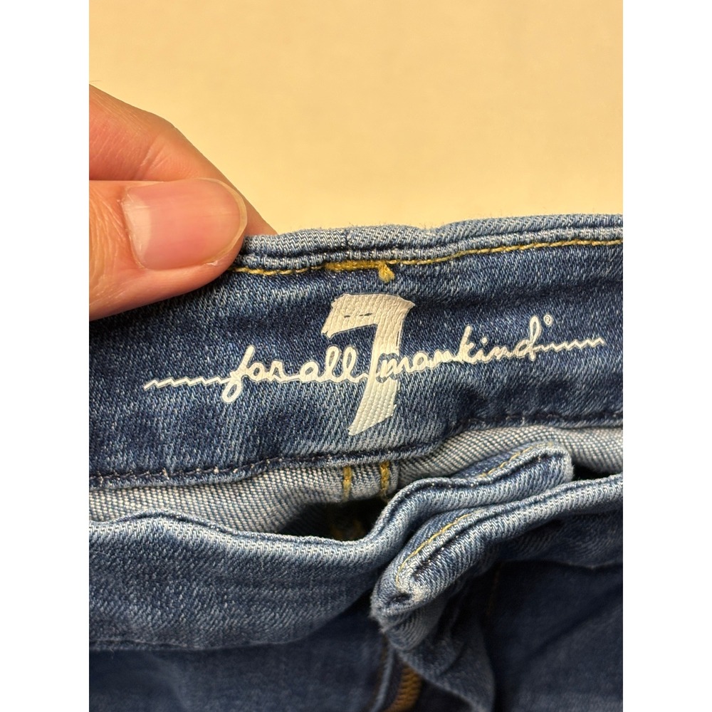 7 For All Mankind A Pocket Flare Jeans Medium Wash Blue Denim Womens Size 31X33 - Picture 3 of 13